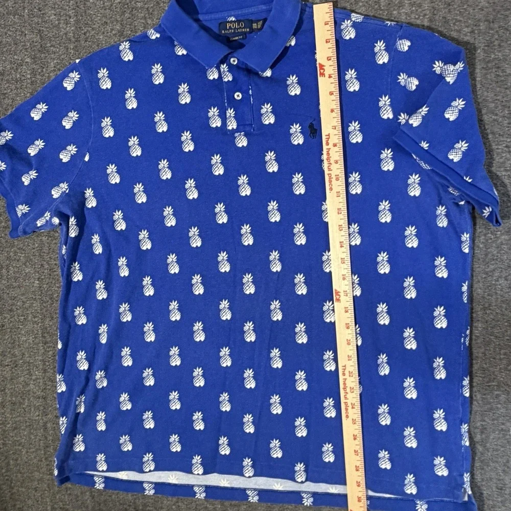 Polo Ralph Lauren Polo Shirt Mens Blue Pineapple Print Classic Fit Cotton XXL